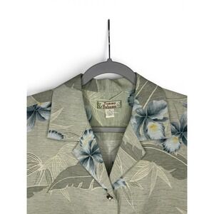 Tommy Bahama Womens 100% Silk Hawaiian Shirt Size M Green Floral Camp Collar